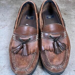 Brown leather Dockers boat shoes with tassels Size men's 10.5